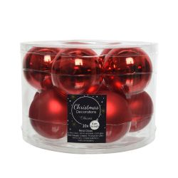 Decoris kerstballen glas mix glanzend mat D6cm kerstrood