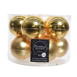 Decoris kerstballen glas mix glanzend mat D6cm licht goud