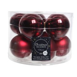 Decoris kerstballen glas mix glanzend mat D6cm ossenbloed