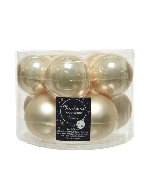 Decoris kerstballen glas mix glanzend mat D6cm parel