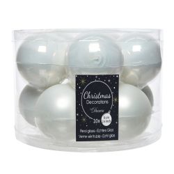 Decoris kerstballen glas mix glanzend mat D6cm winterwit