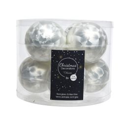 Decoris kerstballen glas mix glanzend mat D7cm wit ijslak