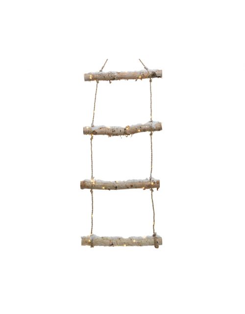 decoris LED birch ladder snow natural