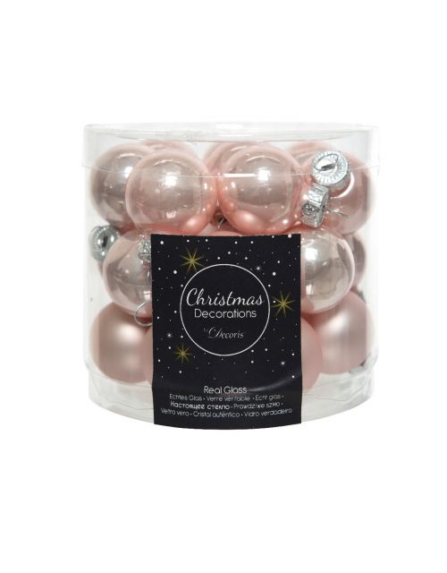 Decoris mini baubles enamel-matt d2,5cm blush pink