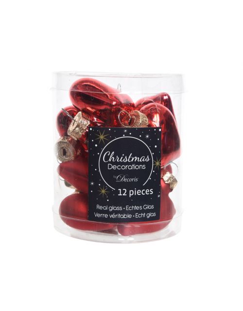 Decoris mini hearts shiny-matt Christmas red