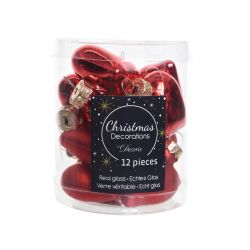 Decoris mini hearts shiny-matt Christmas red