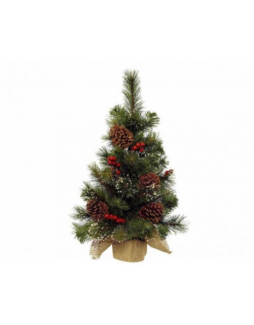 Decoris mini tree berries-pinecones green/white