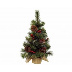 Decoris mini tree berries-pinecones green/white