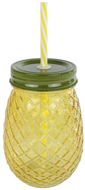 Drinkglas ananas  glas h12,5cm geel