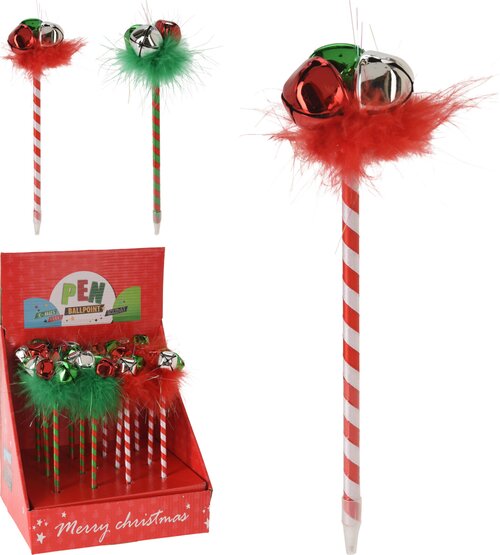 H&S Balpen Kerst 23Cm 2Ass Kleuren