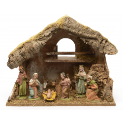 Decoris Kerststal naturel 8 poly figures 12cm fsc 100% - afbeelding 1