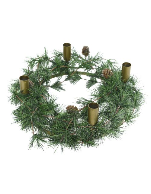 Decoris hardneedle wreath candleholder d40cm green