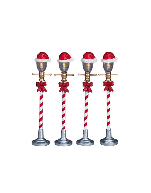 Lemax Santa Hat Street Lamp, Set Of 4, B/O (4.5V) - afbeelding 1