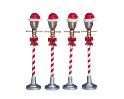 Lemax Santa Hat Street Lamp, Set Of 4, B/O (4.5V) - afbeelding 2