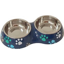 lief! Boys plastic/RVS eetbak voor de hond en kat dubbel 27 cm