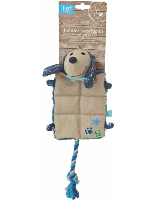 lief! Boys hondenspeelgoed canvas pluche hond met piep 16 cm