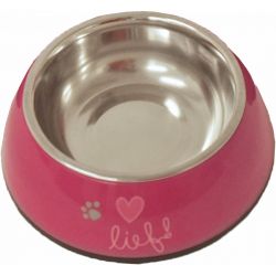 lief! Girls plastic/RVS eetbak voor de hond en kat 14 cm