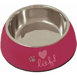 lief! Girls plastic/RVS eetbak voor de hond 22 cm