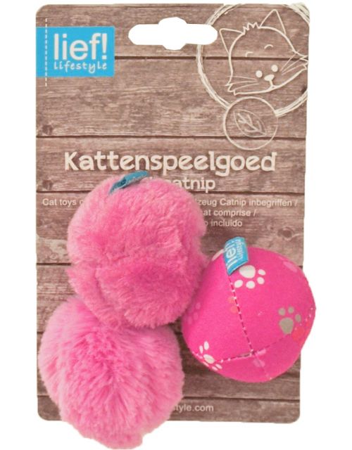 lief! Girls kattenspeelgoed 3 soft bal (Besteléénheid per 3)