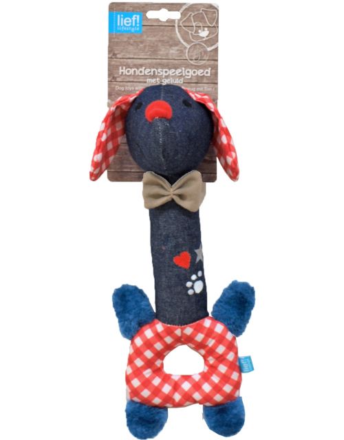 lief! Unisex hondenspeelgoed langnek teckel met piep, 30 cm