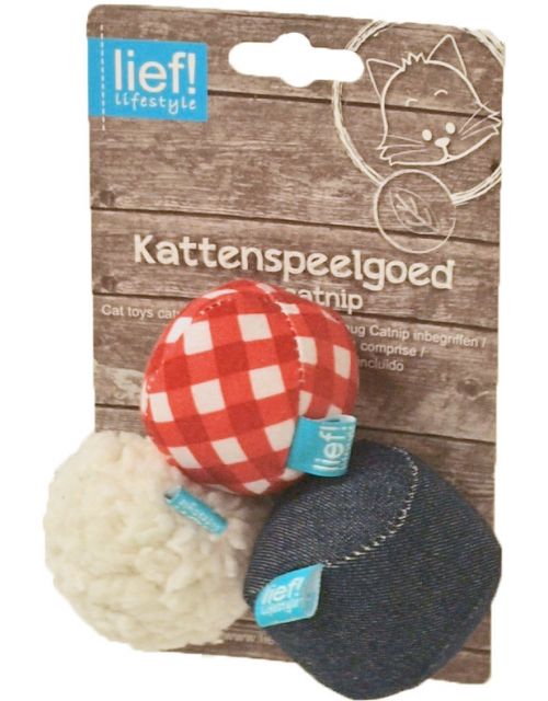 lief! Unisex kattenspeelgoed 3 soft bal (Besteléénheid per 3)