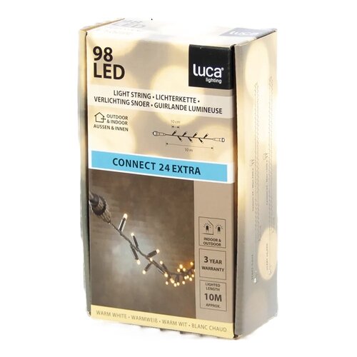 Luca Lighting connect 24 lichtsnoer 24v 98 led lampjes warm wit 10m zwart - afbeelding 1