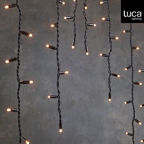 Luca Lighting connect 24 lichtsnoer icicle 49 led lampjes warm wit 3m zwart - afbeelding 1