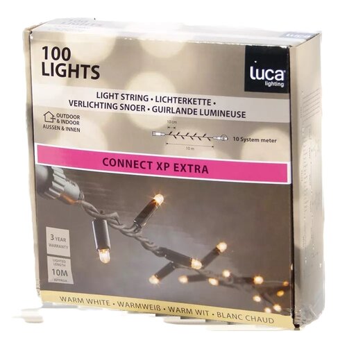 Luca Lighting connect xp lichtsnoer 100 led lampjes 10m warm wit zwart - afbeelding 1