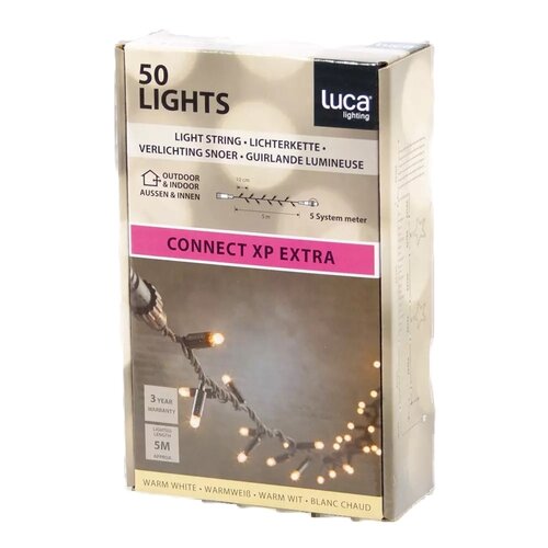 Luca Lighting connect xp lichtsnoer 50 led lampjes 5m warm wit zwart - afbeelding 1