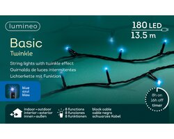 Lumineo Basic twinkel verlichting 180 led-13,5 m blauw-zwart - afbeelding 1