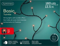 Lumineo Basic twinkel verlichting 180 led-13,5 m rood-zwart - afbeelding 1