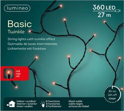 Lumineo Basic twinkel verlichting 360 led-27 m rood-zwart - afbeelding 1