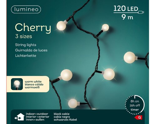 Lumineo cherry verlichting 120 led-9m warm wit-zwart - afbeelding 1