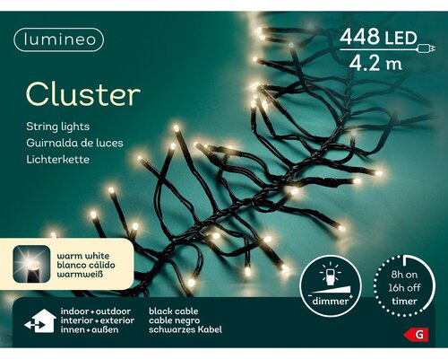 Lumineo Cluster strengverlichting 448 led-4,2 m warm wit-zwart - afbeelding 1