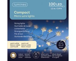 Lumineo compact micro verlichting zilver ster 100 led-1,2m warm wit - afbeelding 1