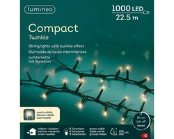 Lumineo compact twinkel verlichting 1000 led-22,5 m warm wit-groen - afbeelding 1