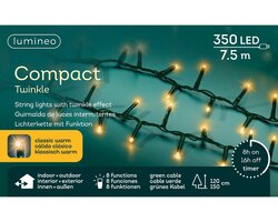 Lumineo compact twinkel verlichting 350 led-7,5 m klassiek warm-groen - afbeelding 1