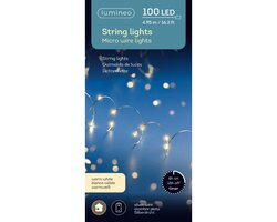 Lumineo draadverlichting zilver 100 led-4,95 m warm wit - afbeelding 1