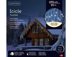 Lumineo Icicle twinkel 490 led-20 m warm wit-wit - afbeelding 1