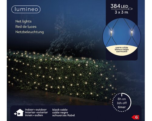 Lumineo netverlichting 384 led lampjes 3x3m warm wit-zwart - afbeelding 1