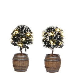 Luville Buxus tree in a barrel 2 pieces battery operated - h8,5xd4cm