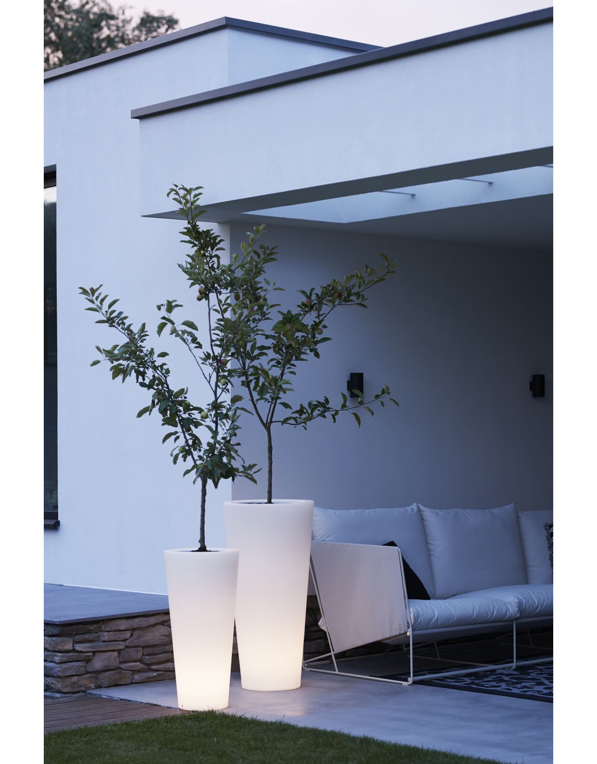 Elho Pure Straight High Smart LED 40 - Bloempot - Transparant - Binnen & Buiten - Ø 39 x H 80 cm - AVRI Tuincentrum